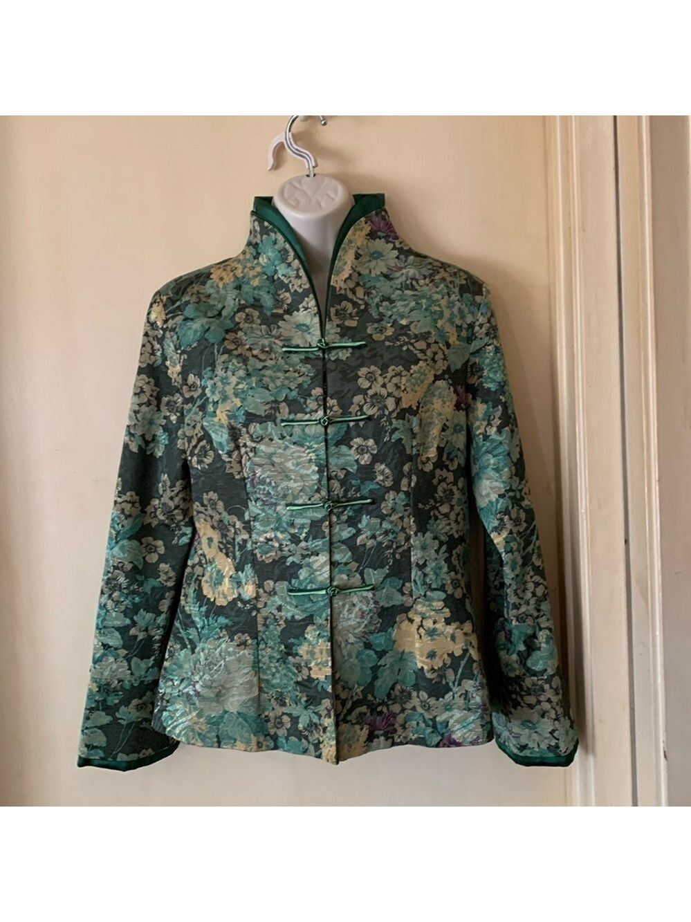 Chinese brocade green jacket size XL